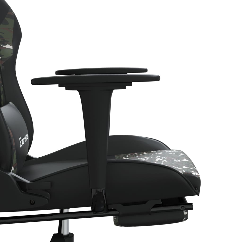 vidaXL Gaming Chair with Footrest Black and Camouflage Faux Leather