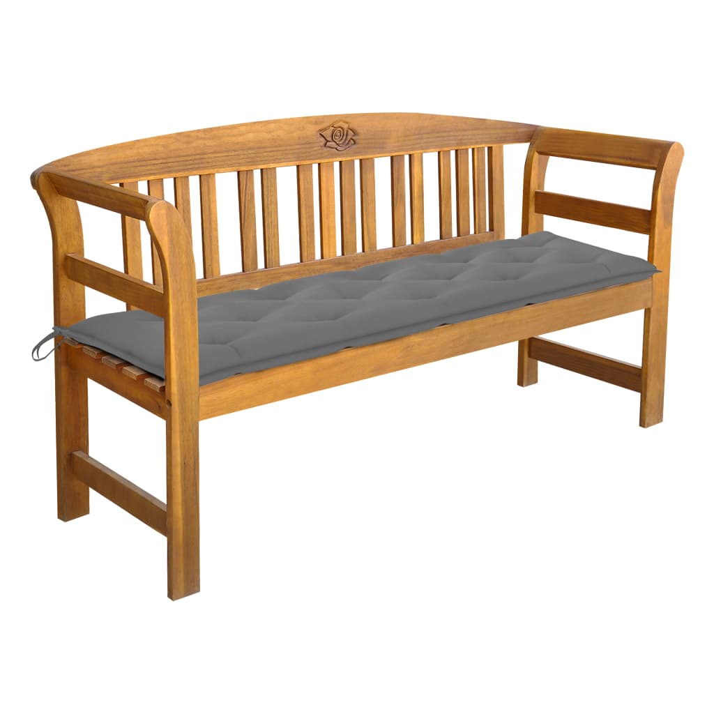 vidaXL Patio Bench with Cushion 61.8" Solid Acacia Wood