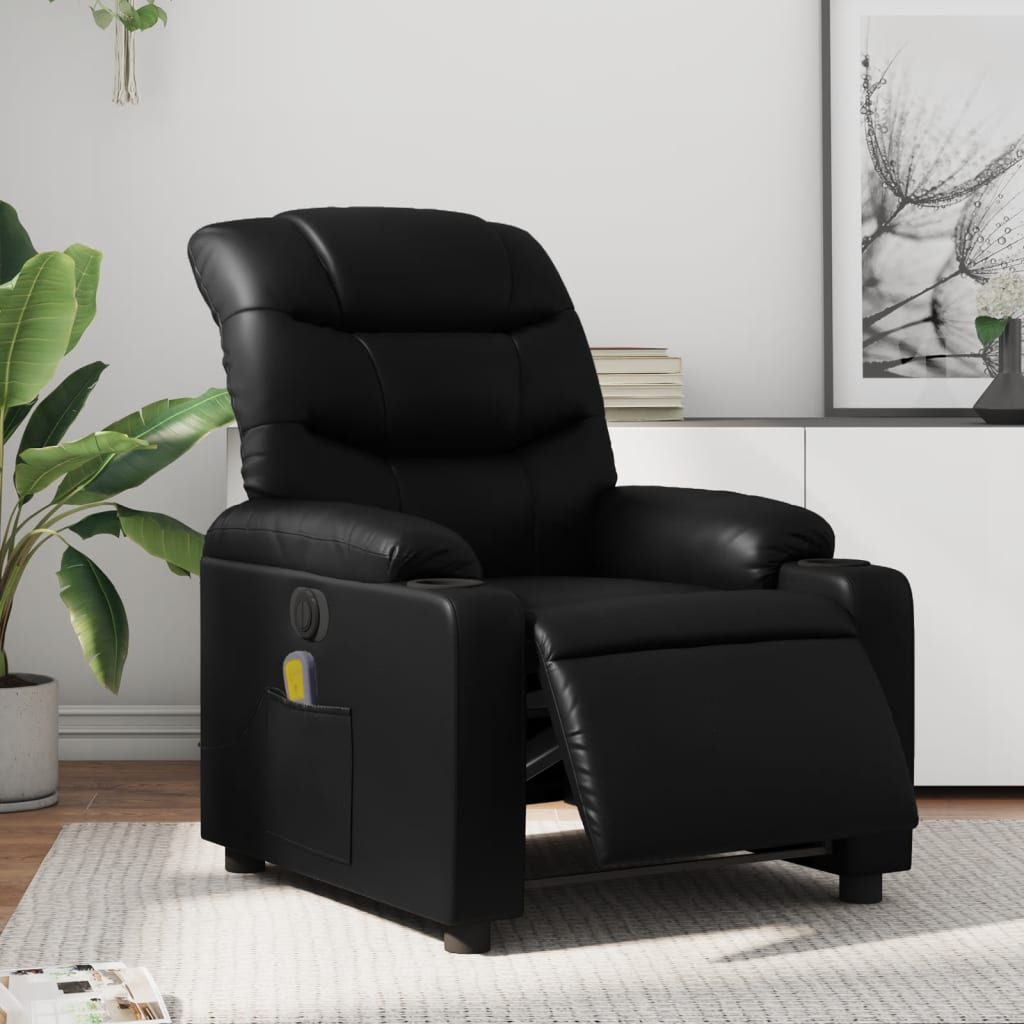 vidaXL Electric Massage Recliner Chair Black Faux Leather