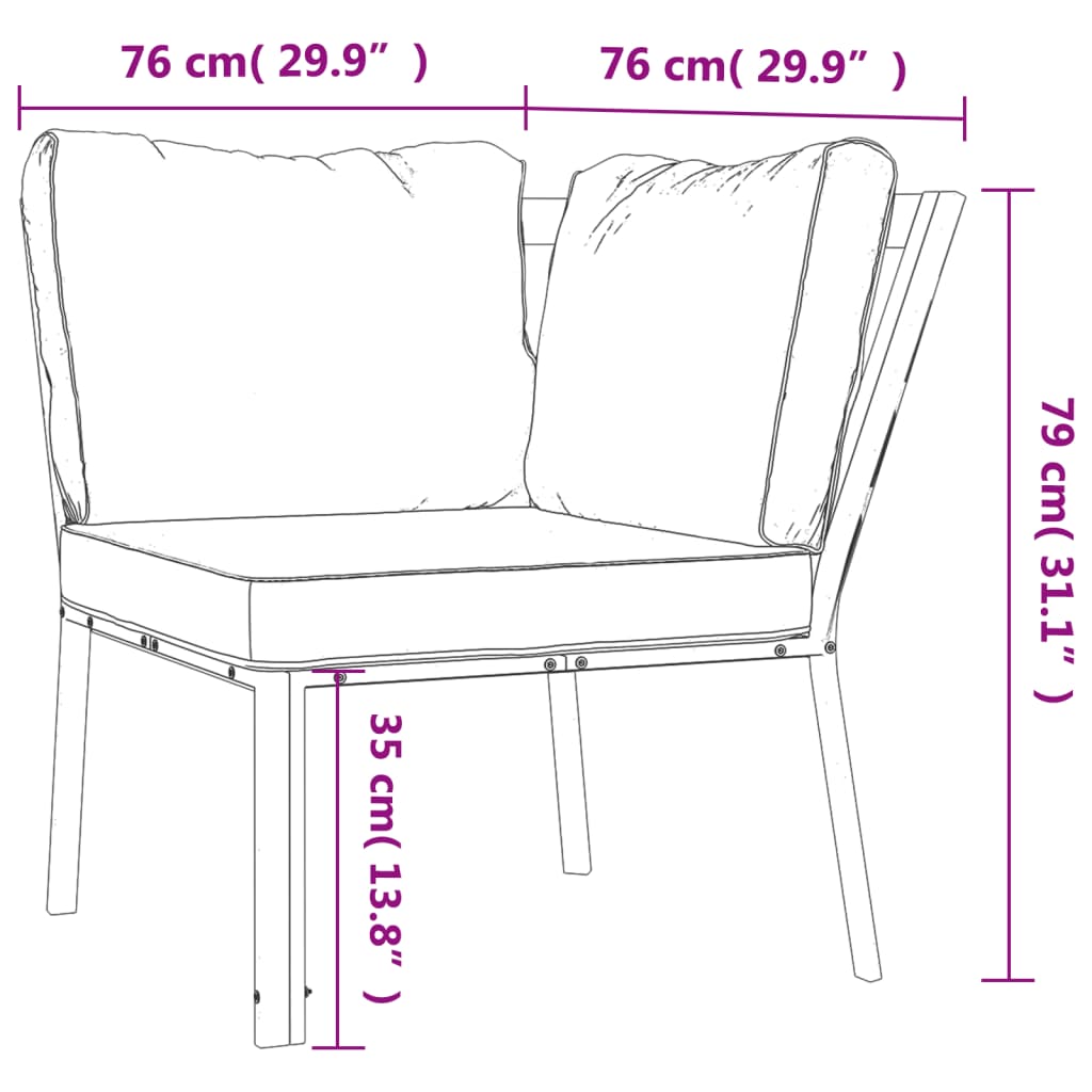 vidaXL 11 Piece Patio Lounge Set with Gray Cushions Steel