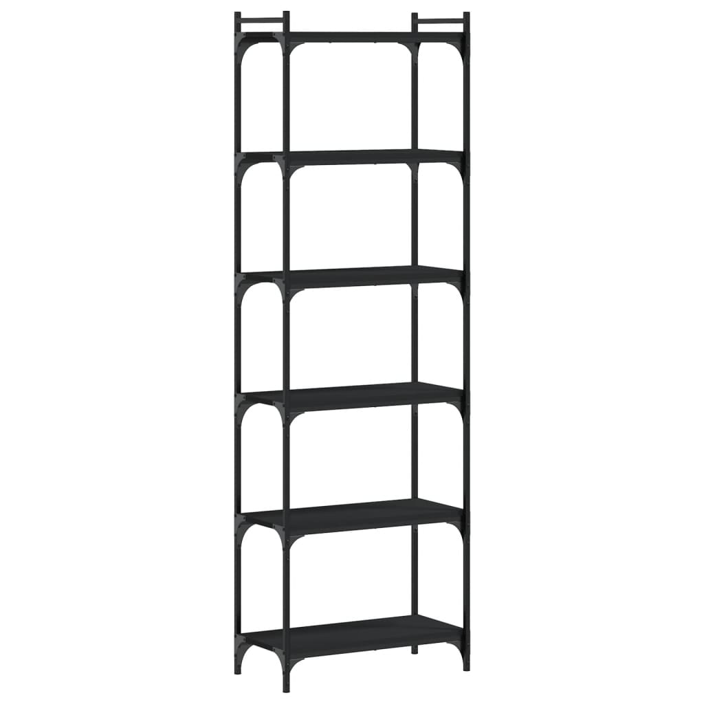 vidaXL Bookcase 6-Tier Black 23.6"x11.8"x74" Engineered Wood