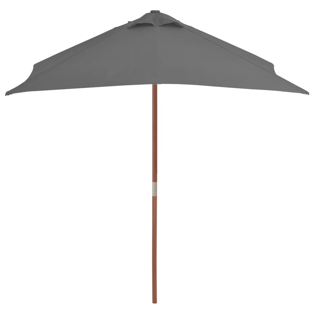 vidaXL Outdoor Parasol with Wooden Pole 59.1"x78.7" Anthracite