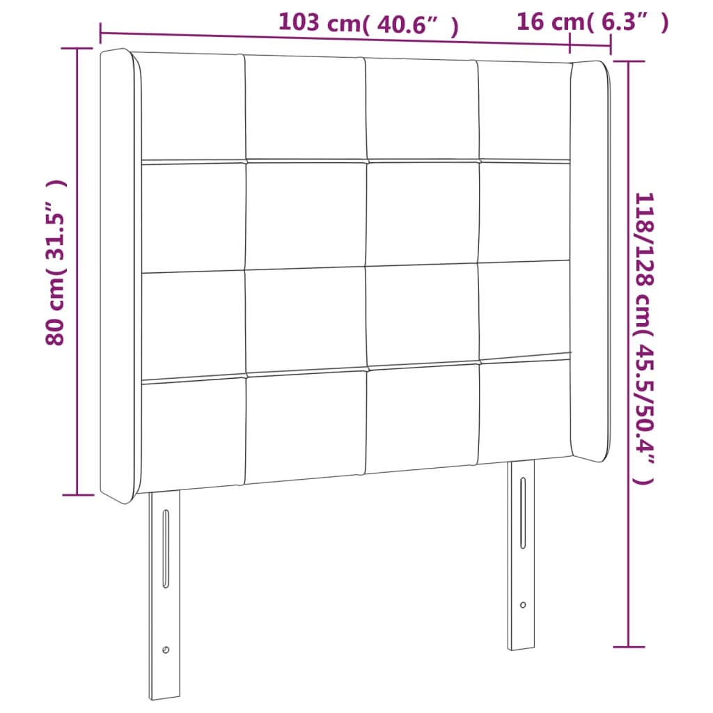 vidaXL LED Headboard Dark Gray 40.6"x6.3"x46.5"/50.4" Velvet