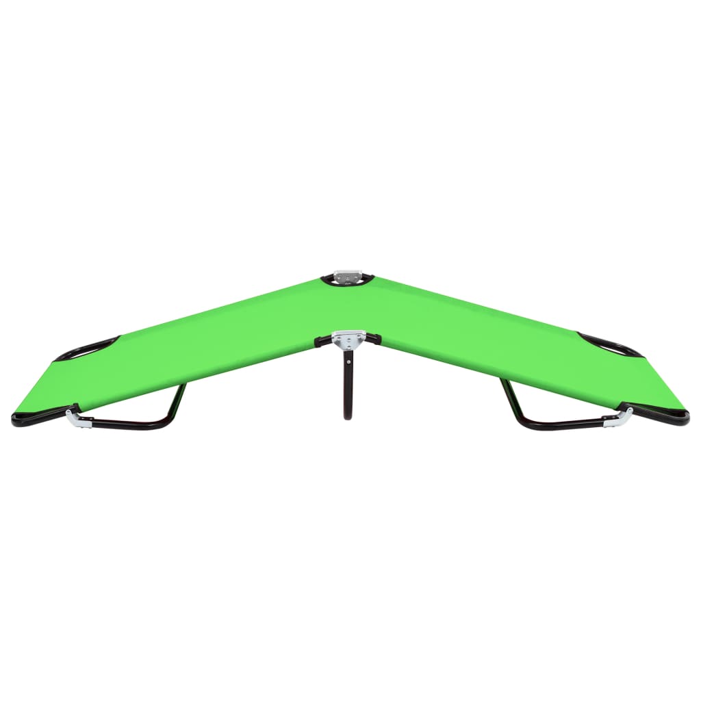 vidaXL Folding Sun Lounger Steel Green