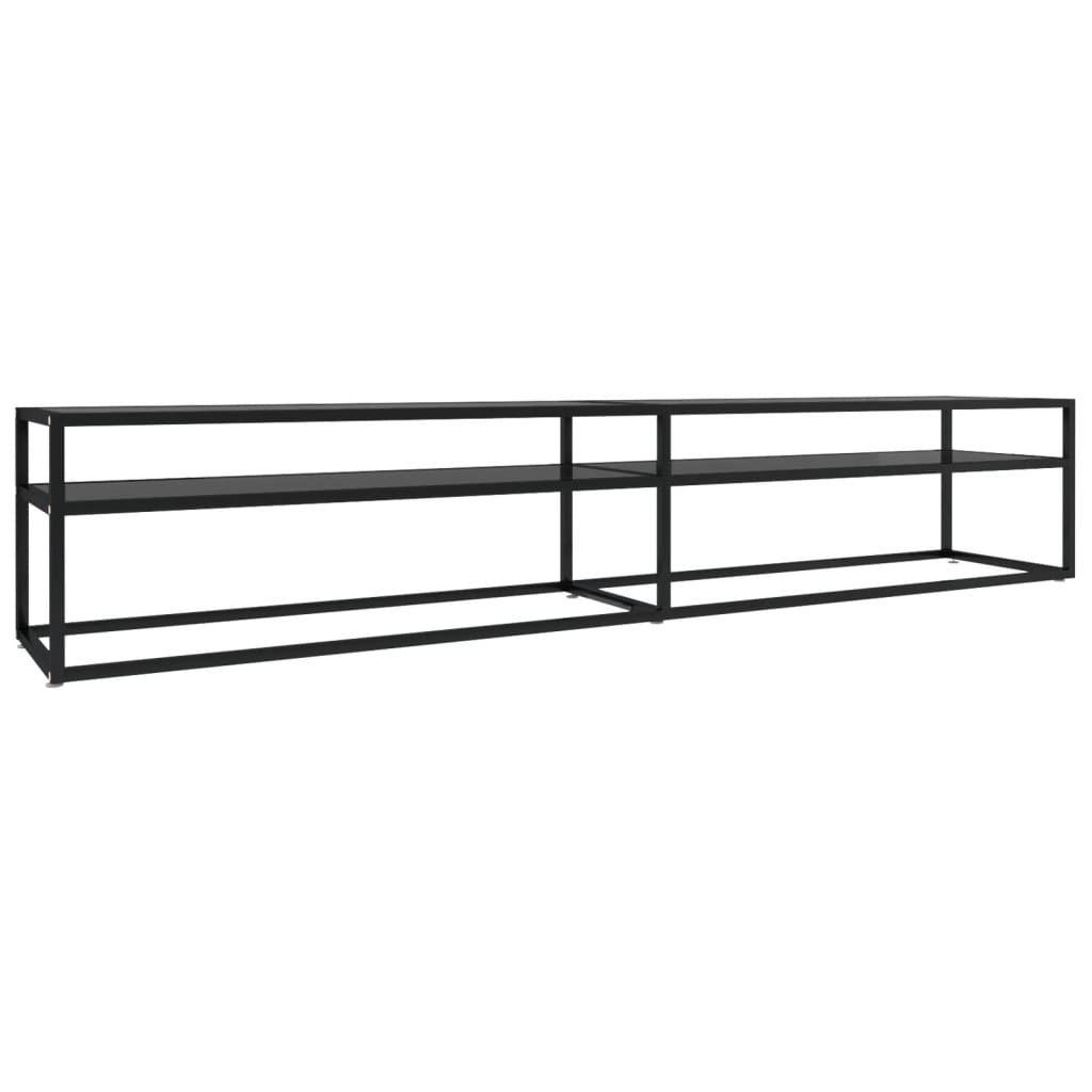 vidaXL TV Stand Black 86.6"x15.7"x15.9" Tempered Glass