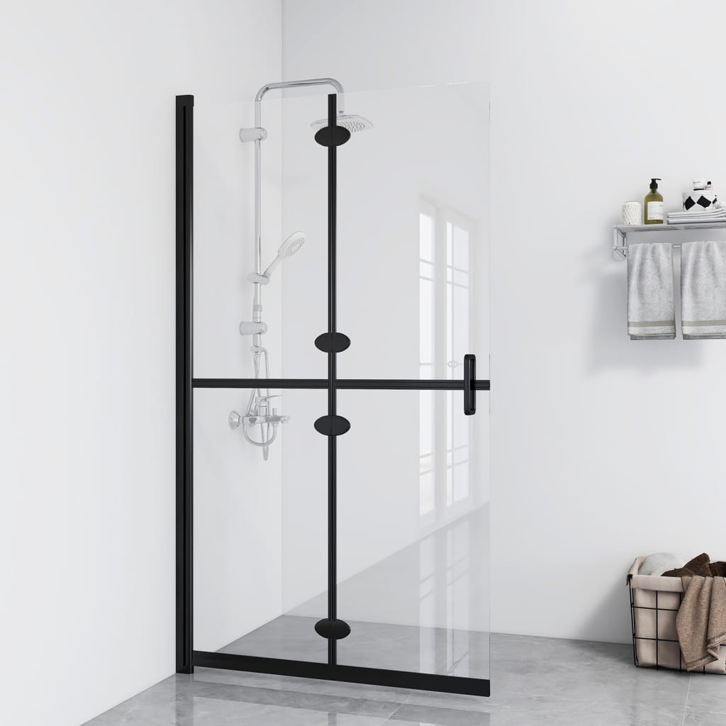 vidaXL Foldable Walk-in Shower Wall Transparent ESG Glass 43.3"x74.8"