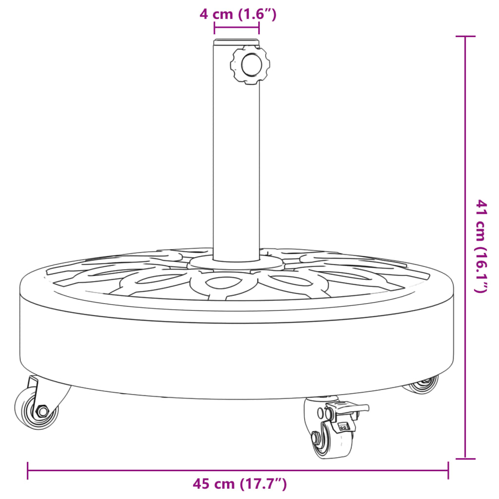 vidaXL Parasol Base with Wheels for Ø1.5"/1.9" Poles 59.5 lb Round