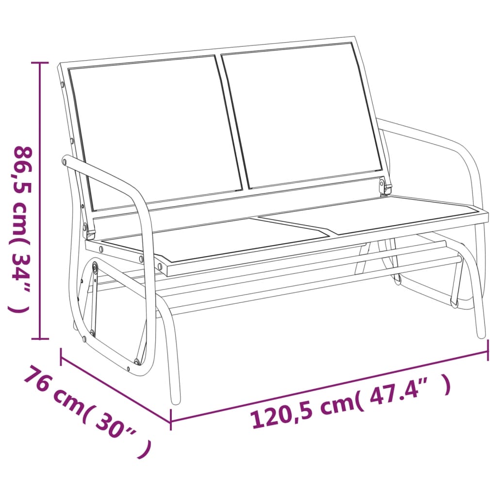 vidaXL Garden Glider Bench Brown 47.4"x29.9"x34.1" Textilene&Steel