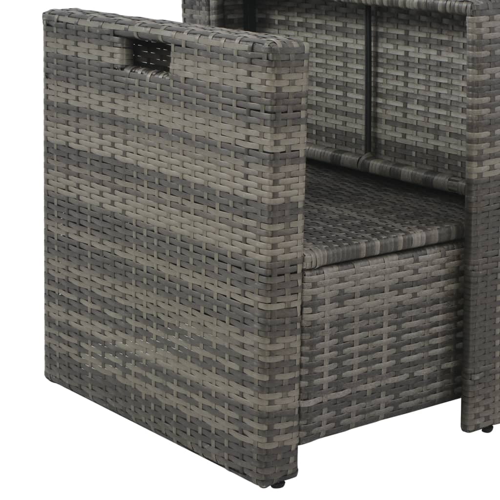 vidaXL 6 Piece Patio Lounge Set with Cushions Poly Rattan Gray