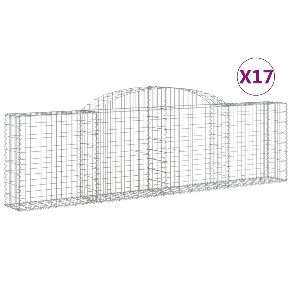 vidaXL Arched Gabion Baskets 17 pcs 118.1"x11.8"x31.5"/39.4" Galvanized Iron