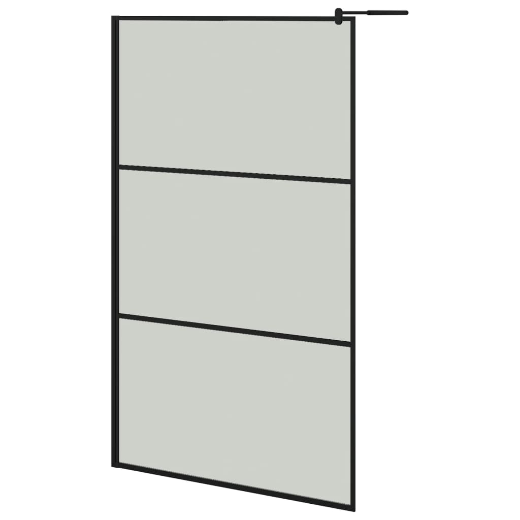 vidaXL Walk-in Shower Wall with Shelf Black 45.3"x76.8" ESG Glass&Aluminum