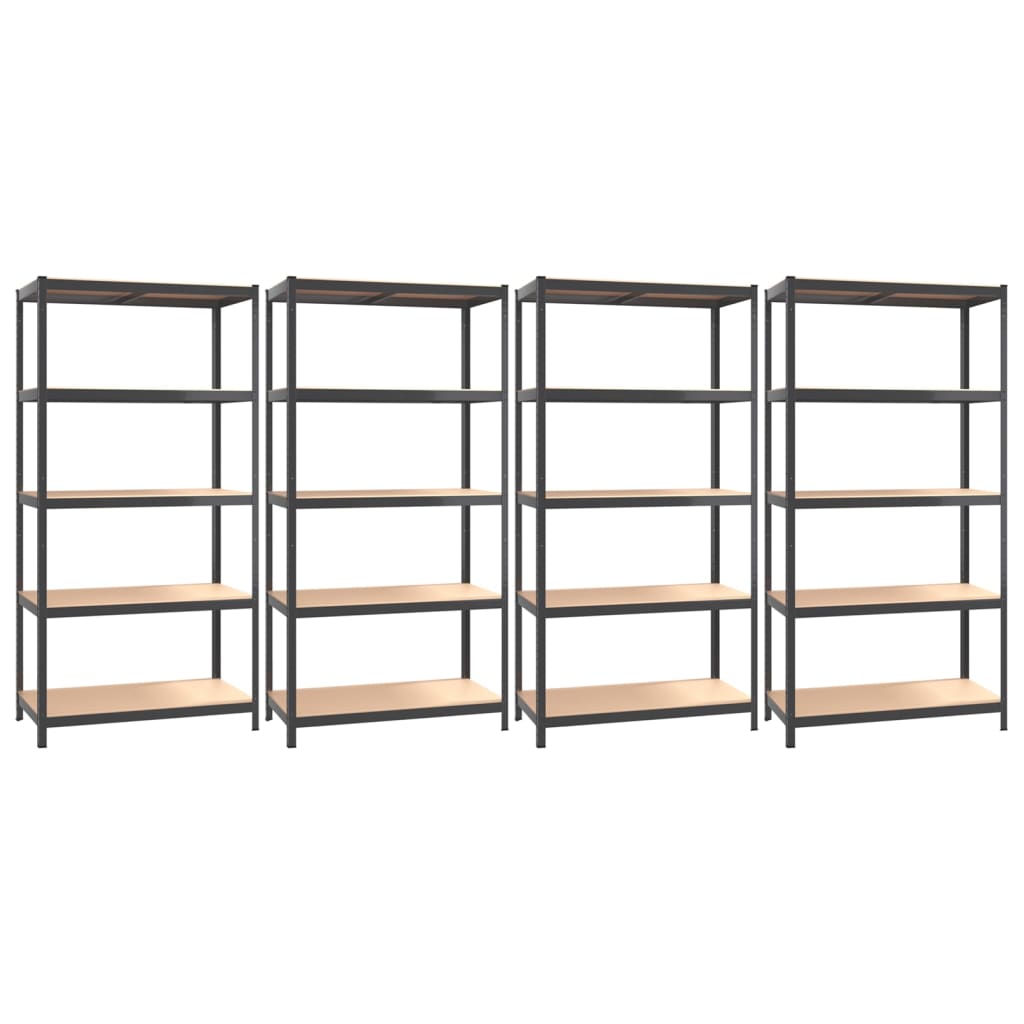 vidaXL 5-Layer Shelves 4 pcs Anthracite Steel&Engineered Wood