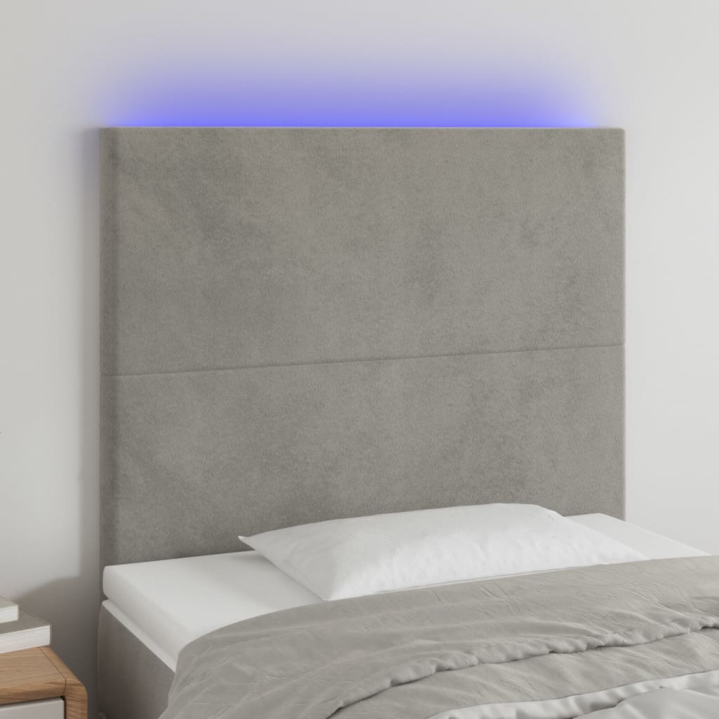 vidaXL LED Headboard Light Gray 39.4"x2"x46.5"/50.4" Velvet