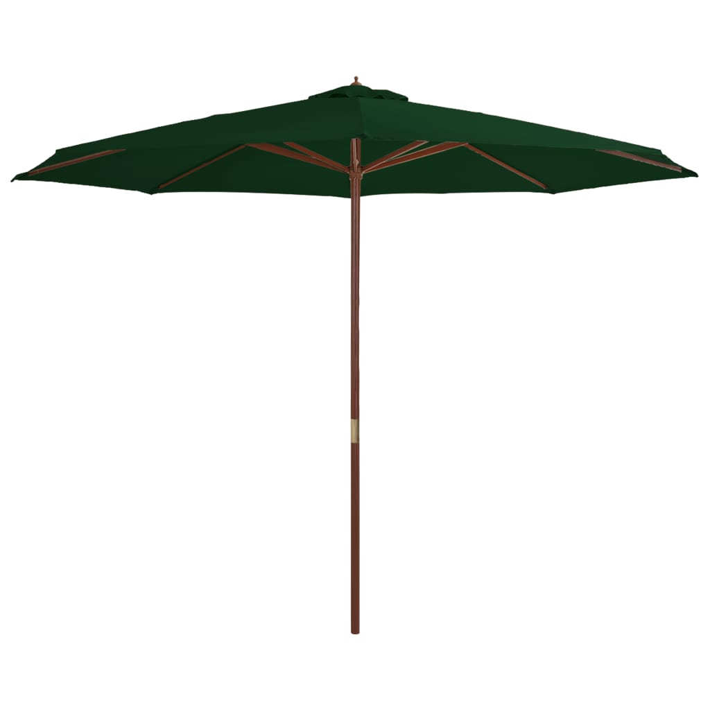 vidaXL Garden Parasol with Wooden Pole 137.8" Green