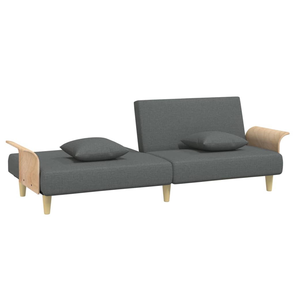 vidaXL Sofa Bed with Armrests Dark Gray Fabric