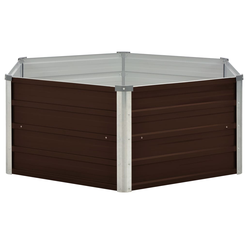 vidaXL Raised Garden Bed Brown 50.8"x50.8"x18.1" Galvanized Steel