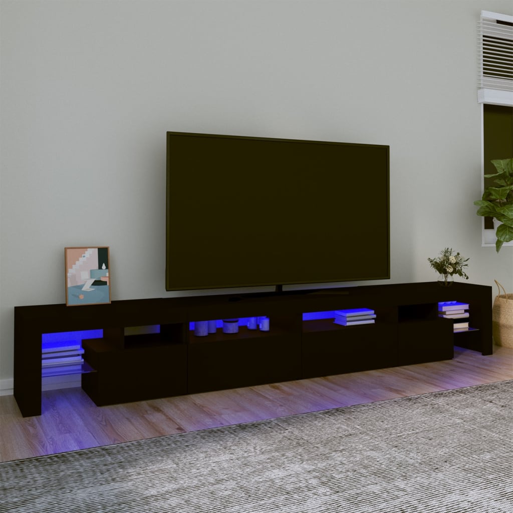 vidaXL TV Stand with LED Lights Black 102.4"x14.4"x15.7"