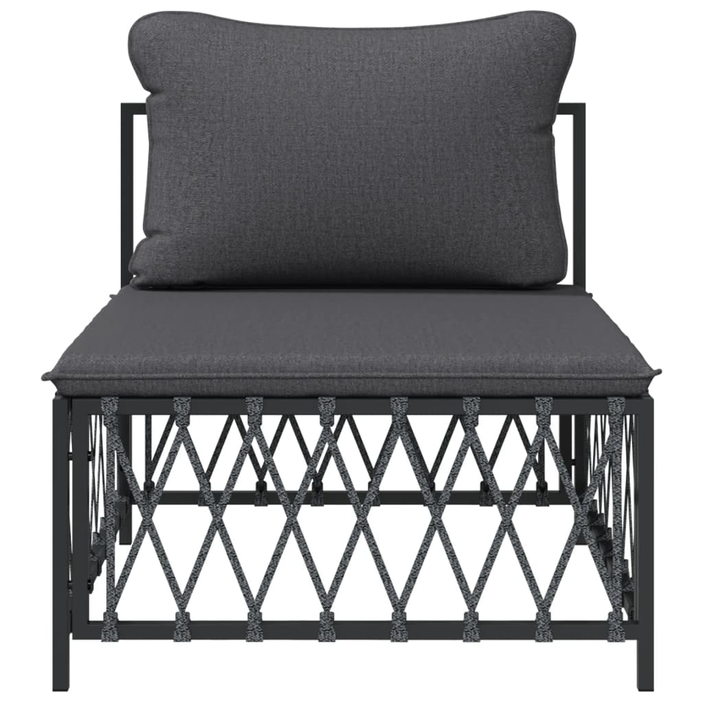 vidaXL Patio Middle Sofa with Cushions Anthracite Woven Fabric