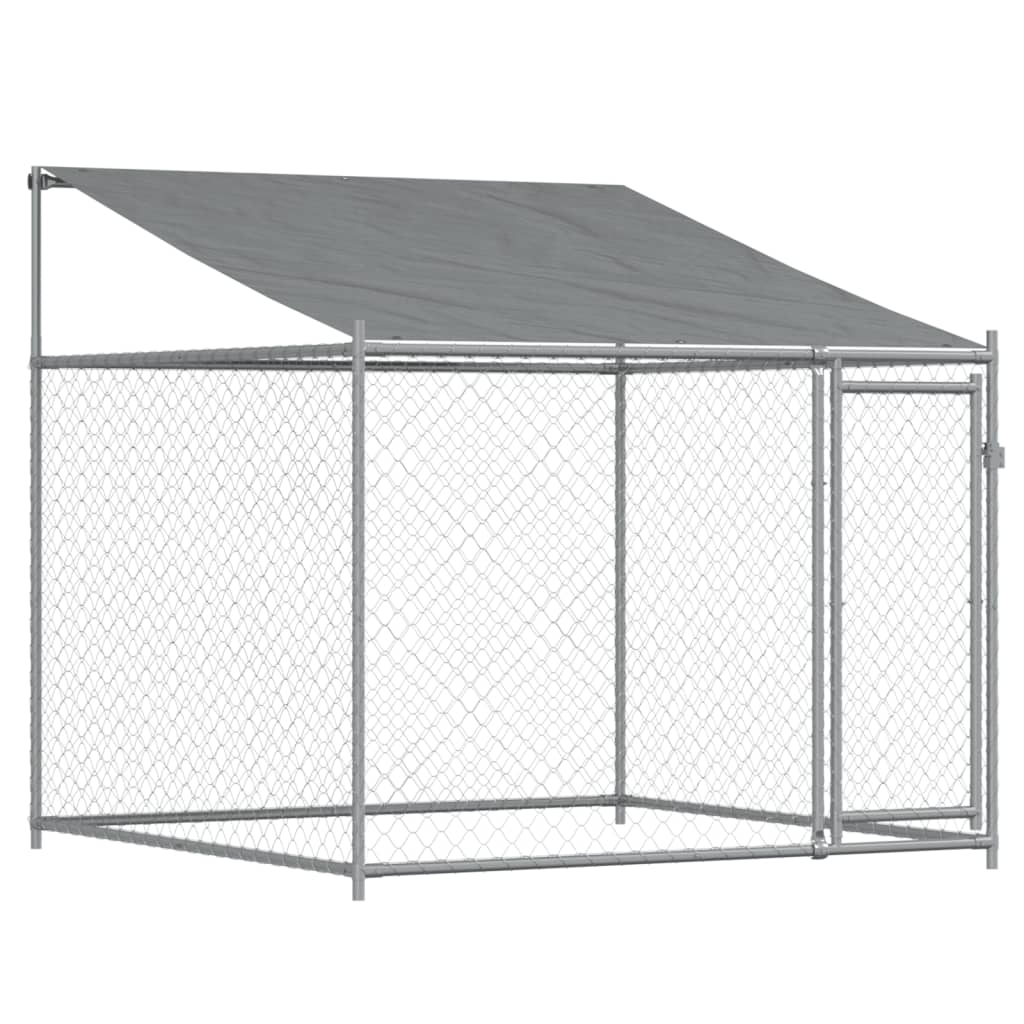 vidaXL Dog Cage with Roof and Door Gray 6.6'x6.6'x6.6' Galvanized Steel