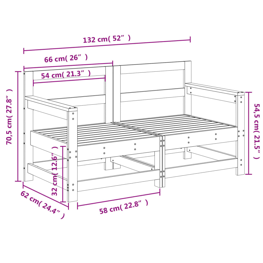 vidaXL Patio Corner Sofas 2 pcs Solid Wood Pine