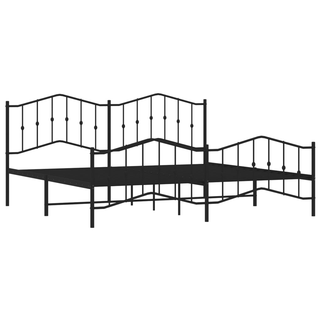 vidaXL Metal Bed Frame without Mattress with Footboard Black 76"x79.9"