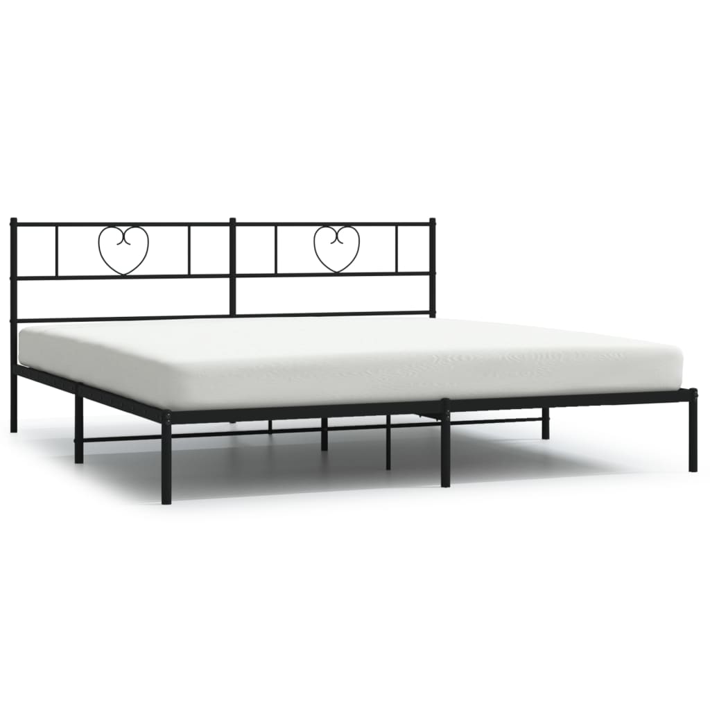 vidaXL Metal Bed Frame without Mattress with Headboard Black 72"x83.9"