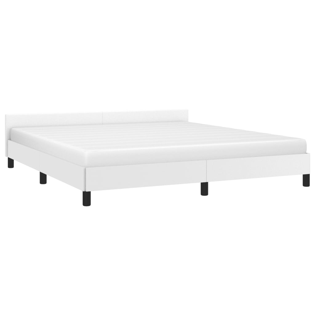 vidaXL Bed Frame with Headboard White 72"x83.9" California King Faux Leather