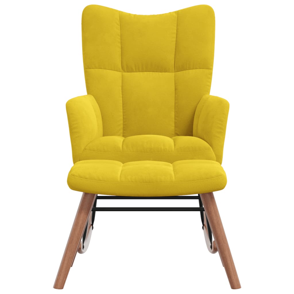 vidaXL Rocking Chair with a Stool Mustard Yellow Velvet