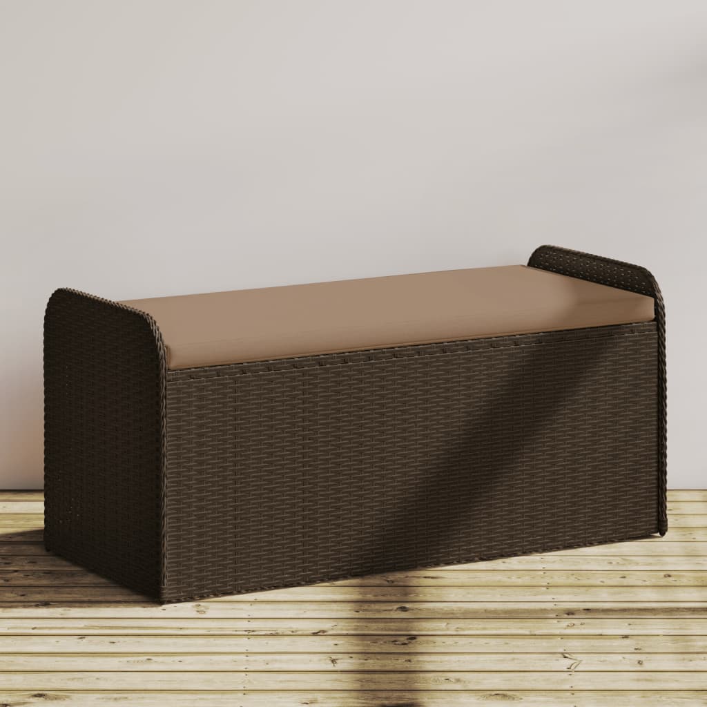 vidaXL Storage Bench with Cushion Brown 45.3"x20.1"x20.5" Poly Rattan