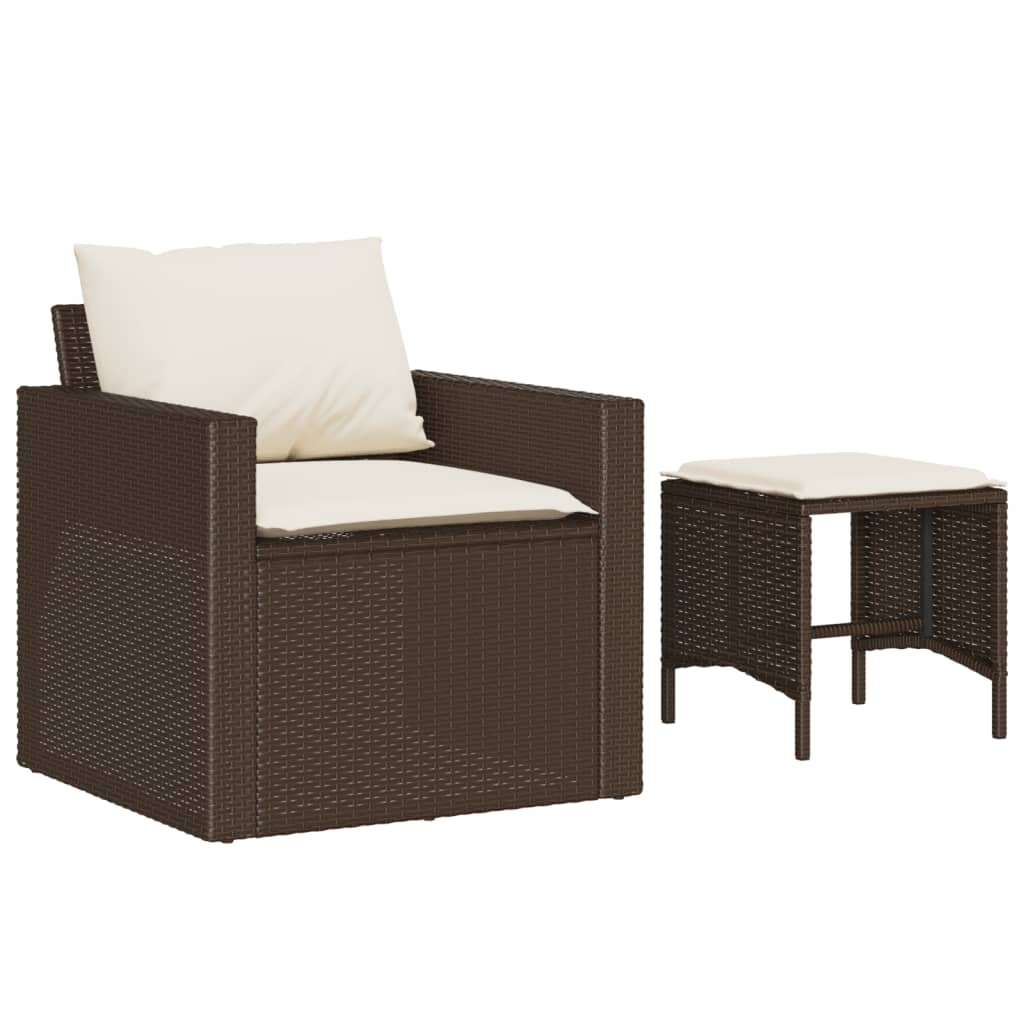 vidaXL 4 Piece Patio Sofa Set with Cushions Brown Poly Rattan