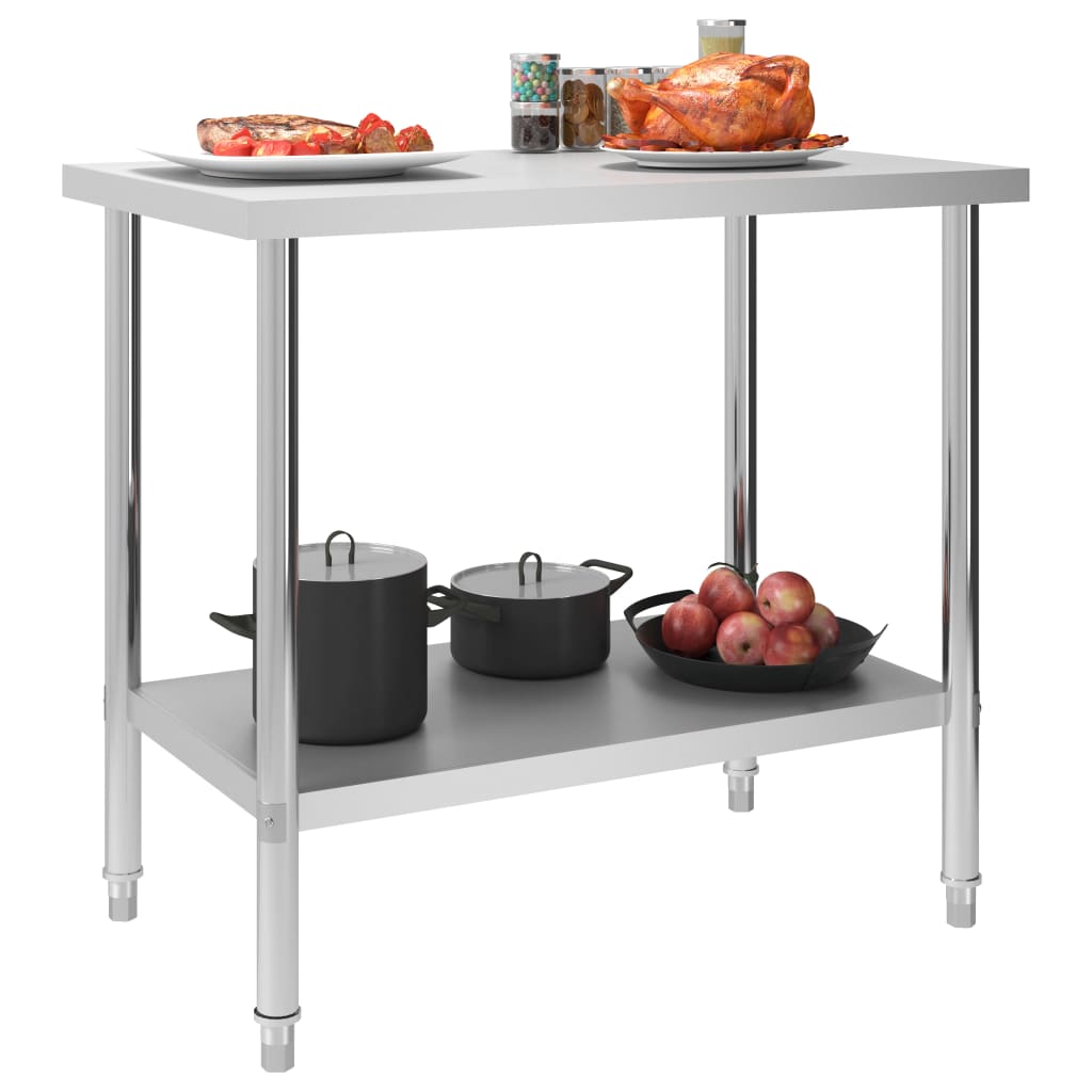 vidaXL Kitchen Work Table 39.4"x23.6"x33.5" Stainless Steel