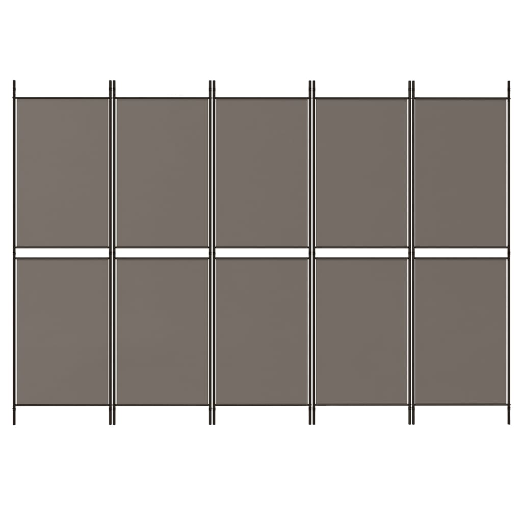 vidaXL 5-Panel Room Divider Anthracite 98.4"x86.6" Fabric