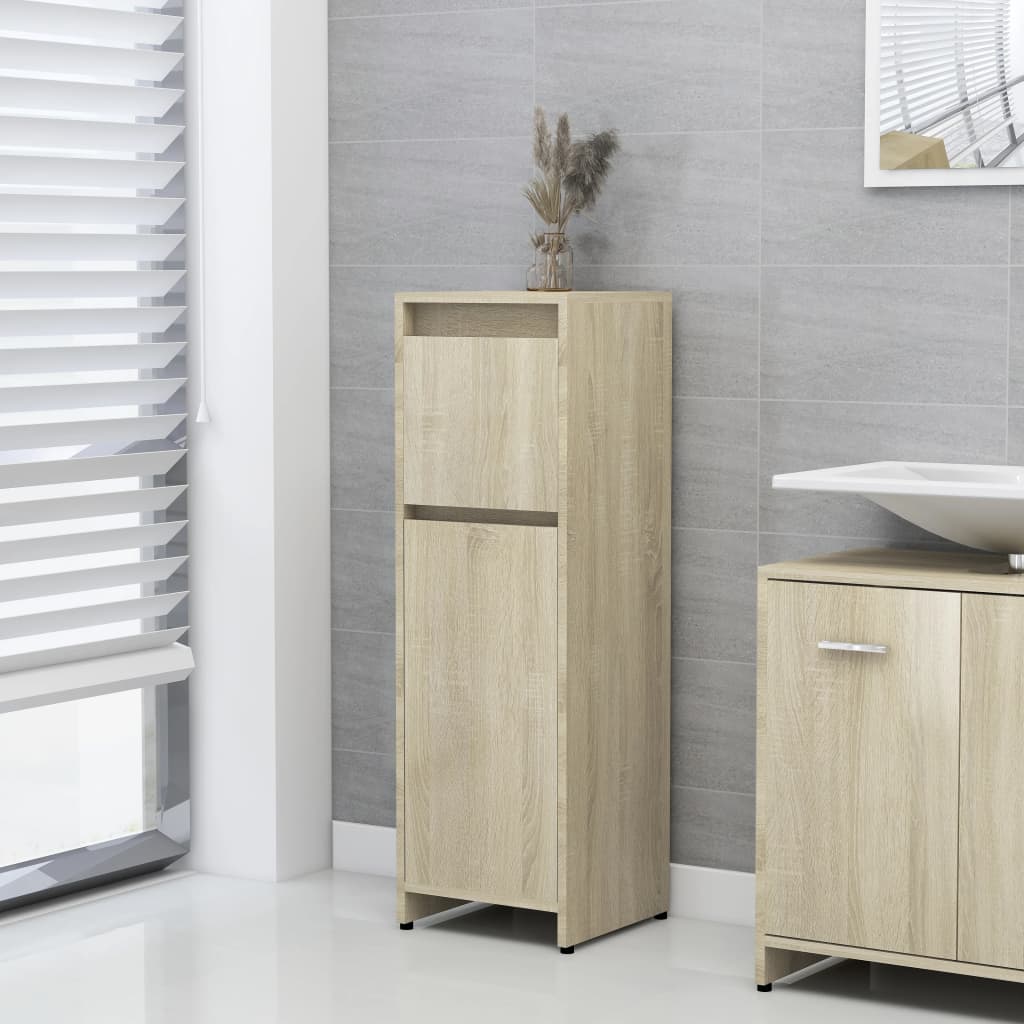 vidaXL 3 Piece Bathroom Furniture Set Sonoma Oak Engineered Wood