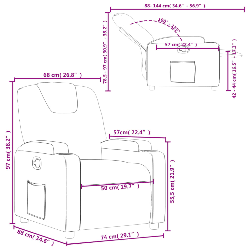 vidaXL Recliner Chair Cream Faux Leather