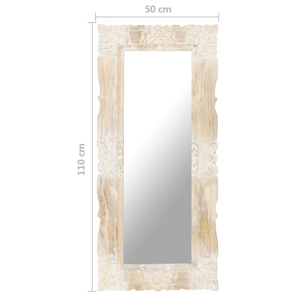 vidaXL Mirror White 43.3"x19.7" Solid Mango Wood