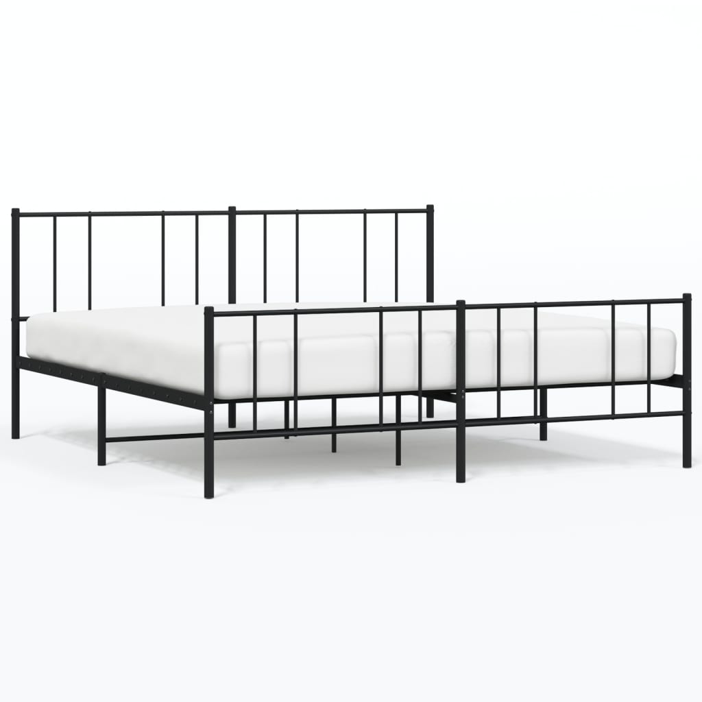 vidaXL Metal Bed Frame without Mattress with Footboard Black 72"x83.9"