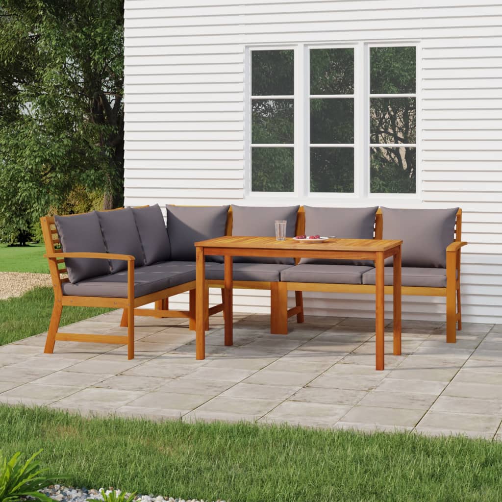 vidaXL 5 Piece Patio Dining Set with Cushions Solid Wood Acacia