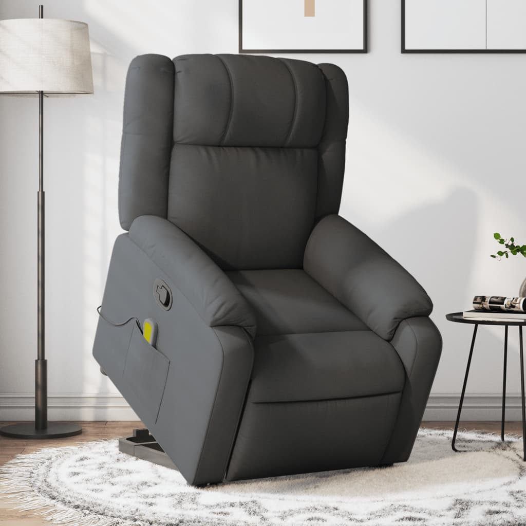 vidaXL Stand up Massage Recliner Chair Dark Gray Fabric