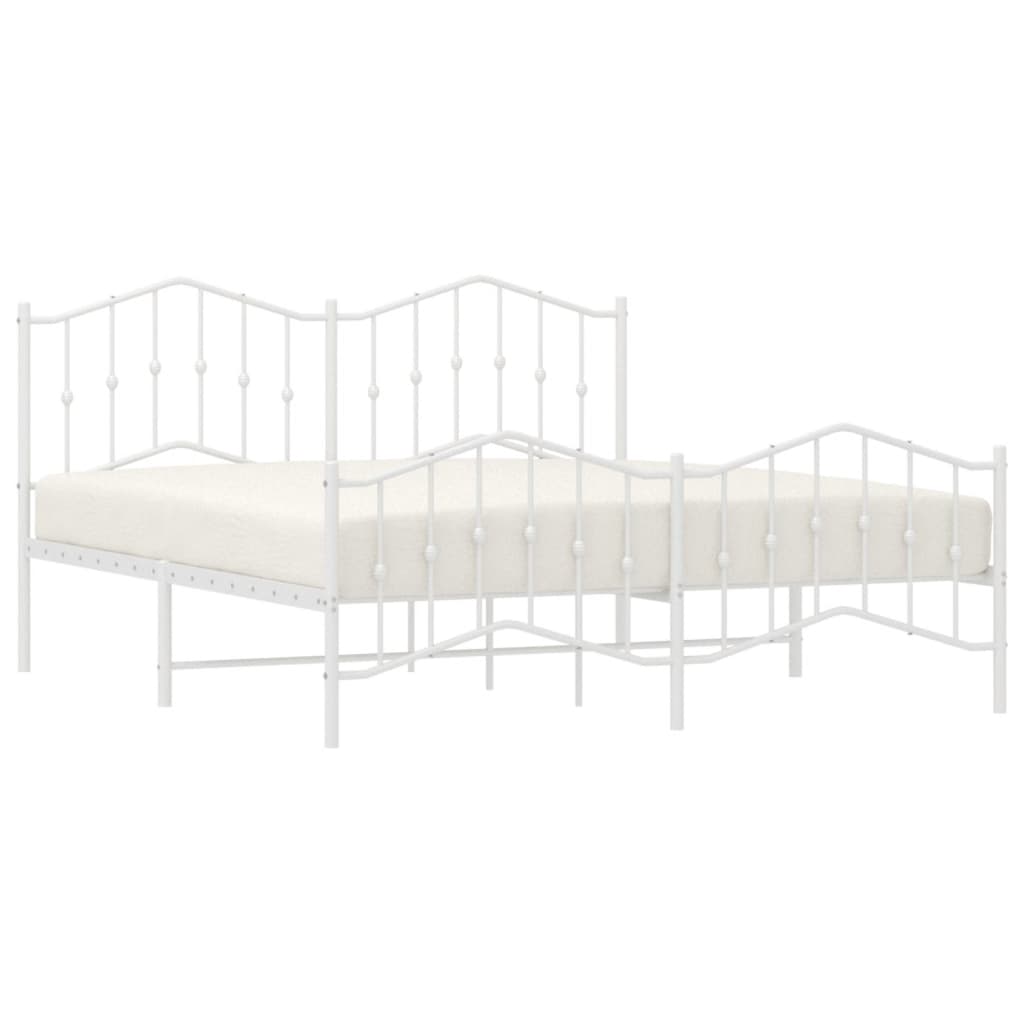 vidaXL Metal Bed Frame without Mattress with Footboard White 72"x83.9"