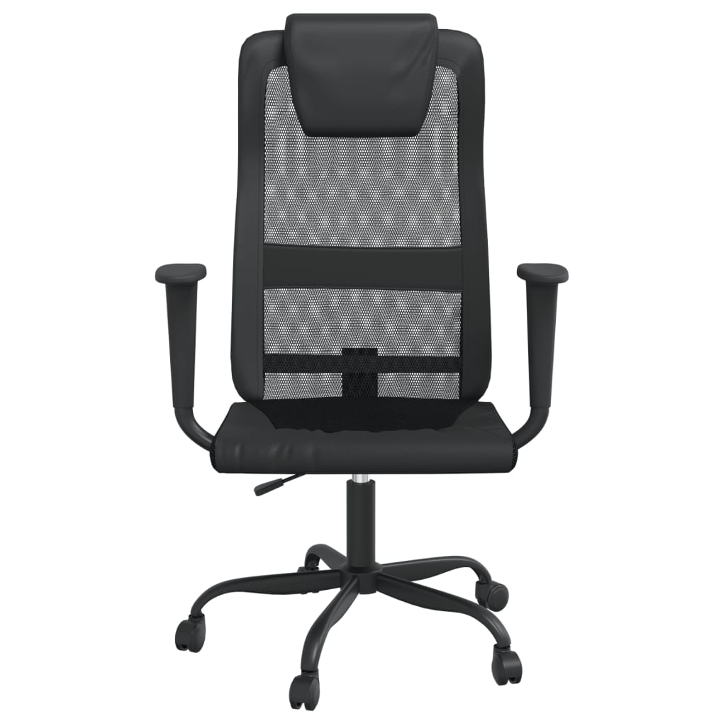 vidaXL Office Chair Black Mesh Fabric and Faux Leather