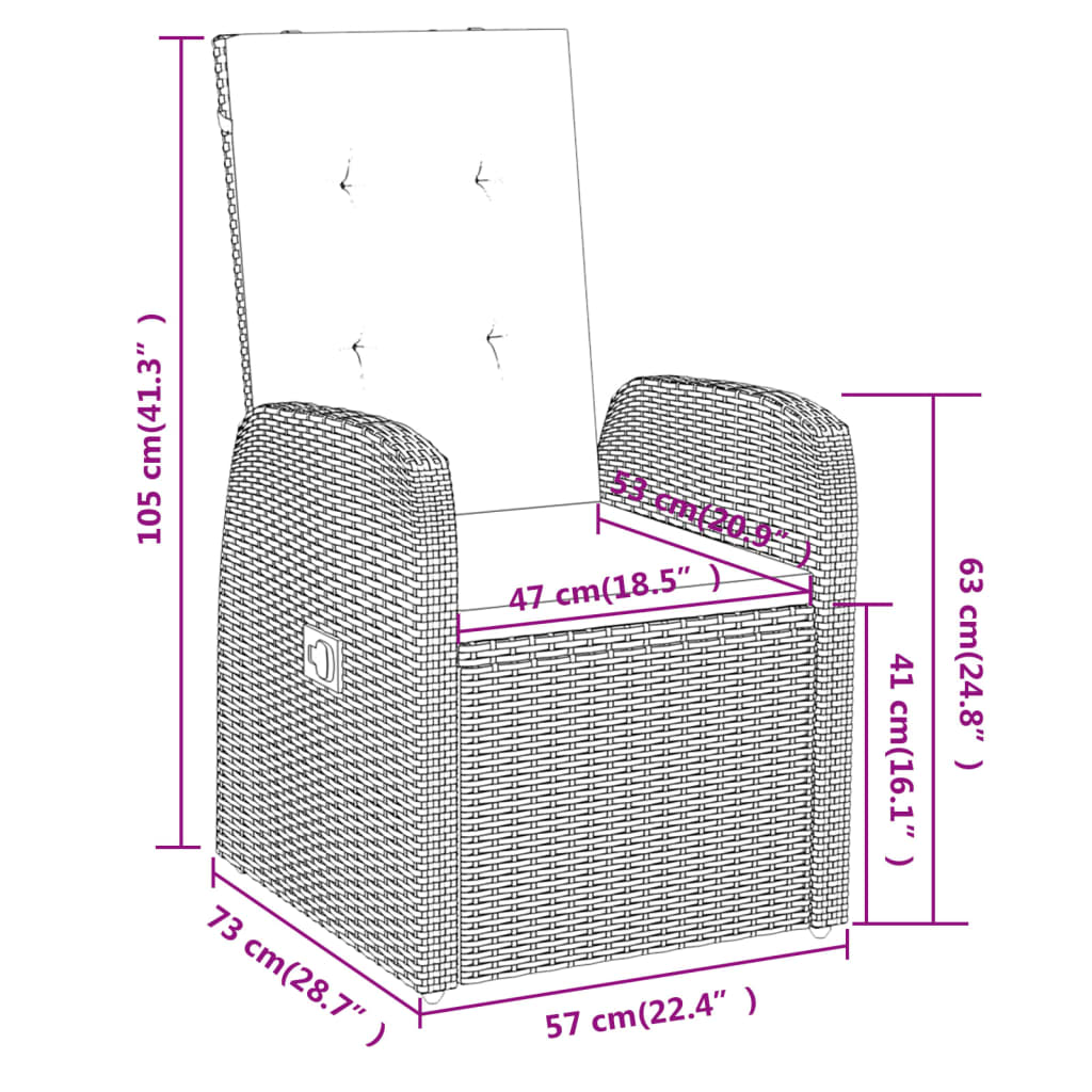 vidaXL 9 Piece Patio Dining Set with Cushions Gray