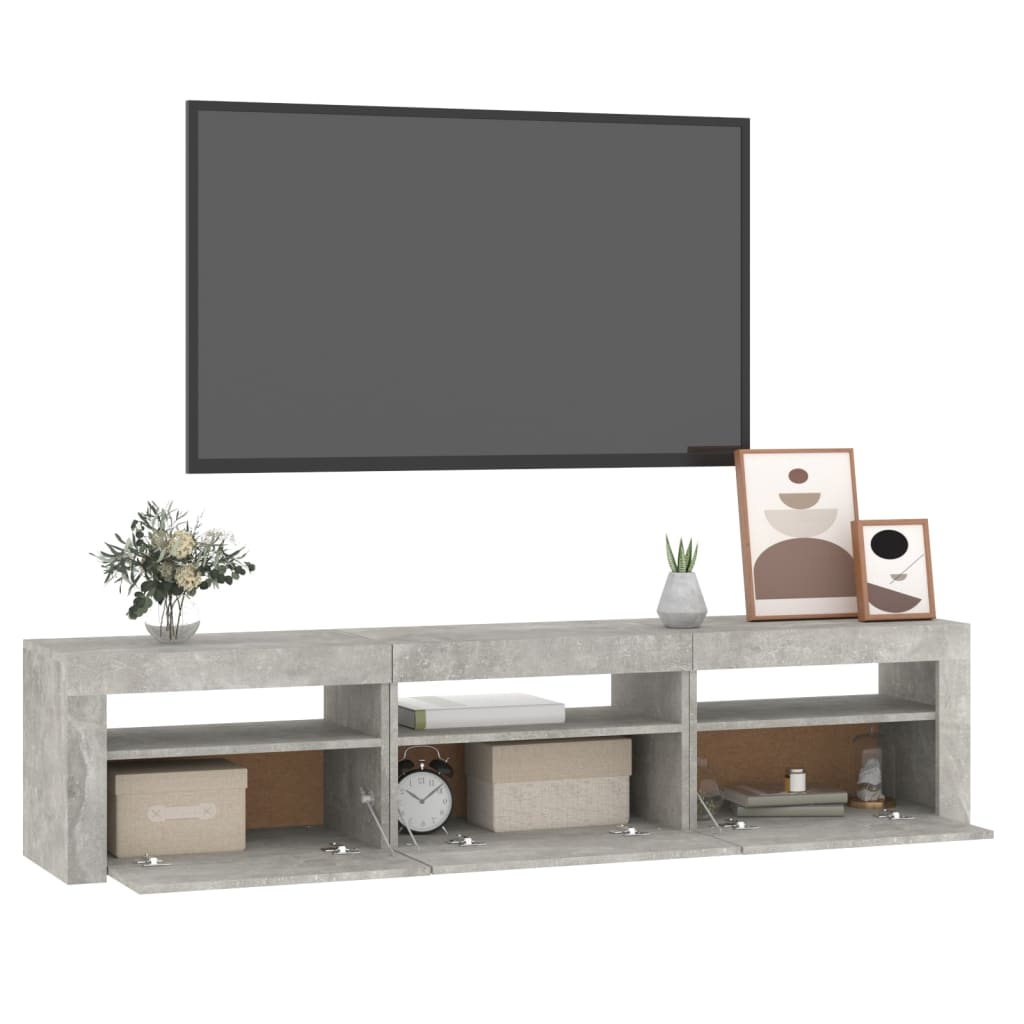 vidaXL TV Stand with LED Lights Concrete Gray 70.9"x13.8"x15.7"