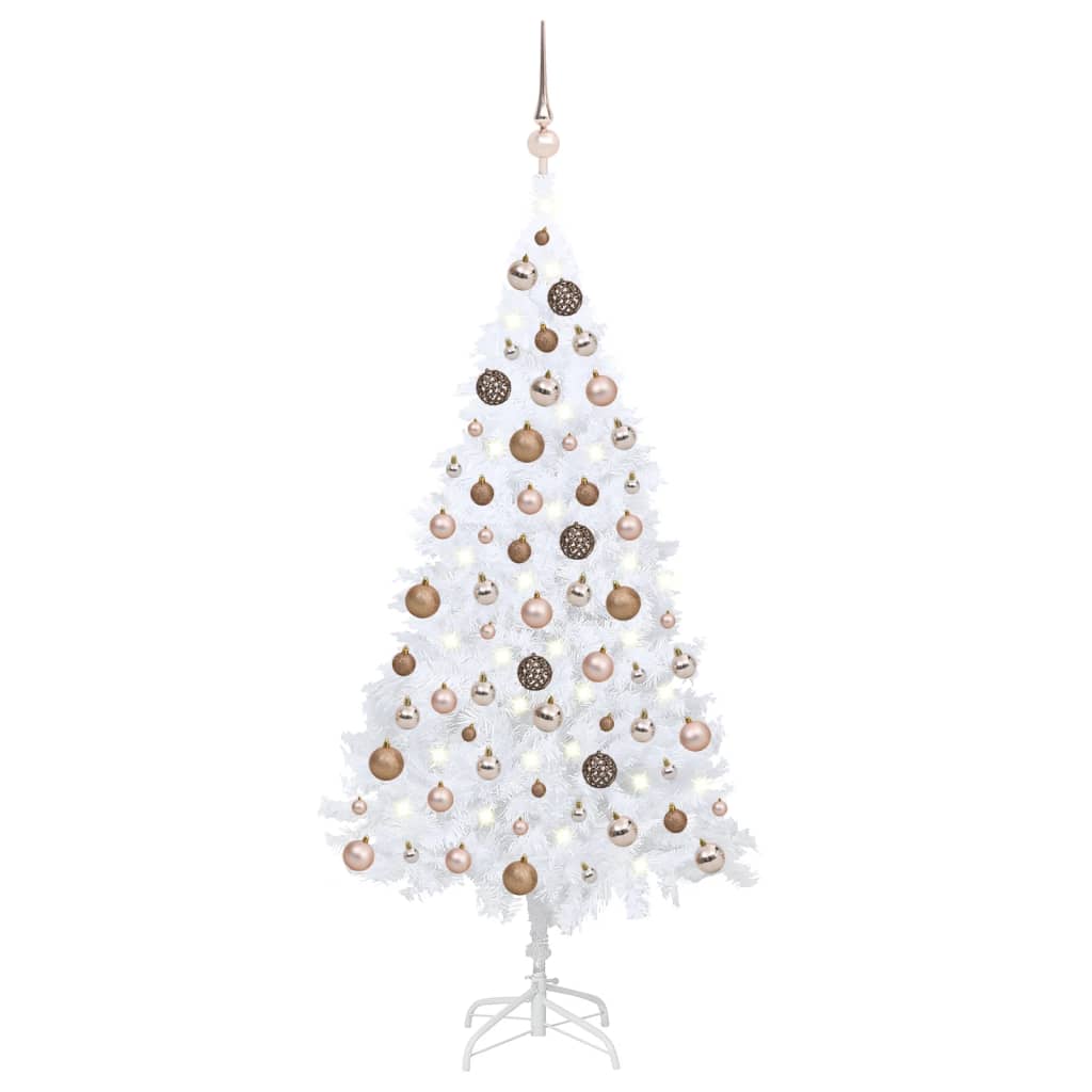 vidaXL Artificial Pre-lit Christmas Tree with Ball Set White 47.2" PVC