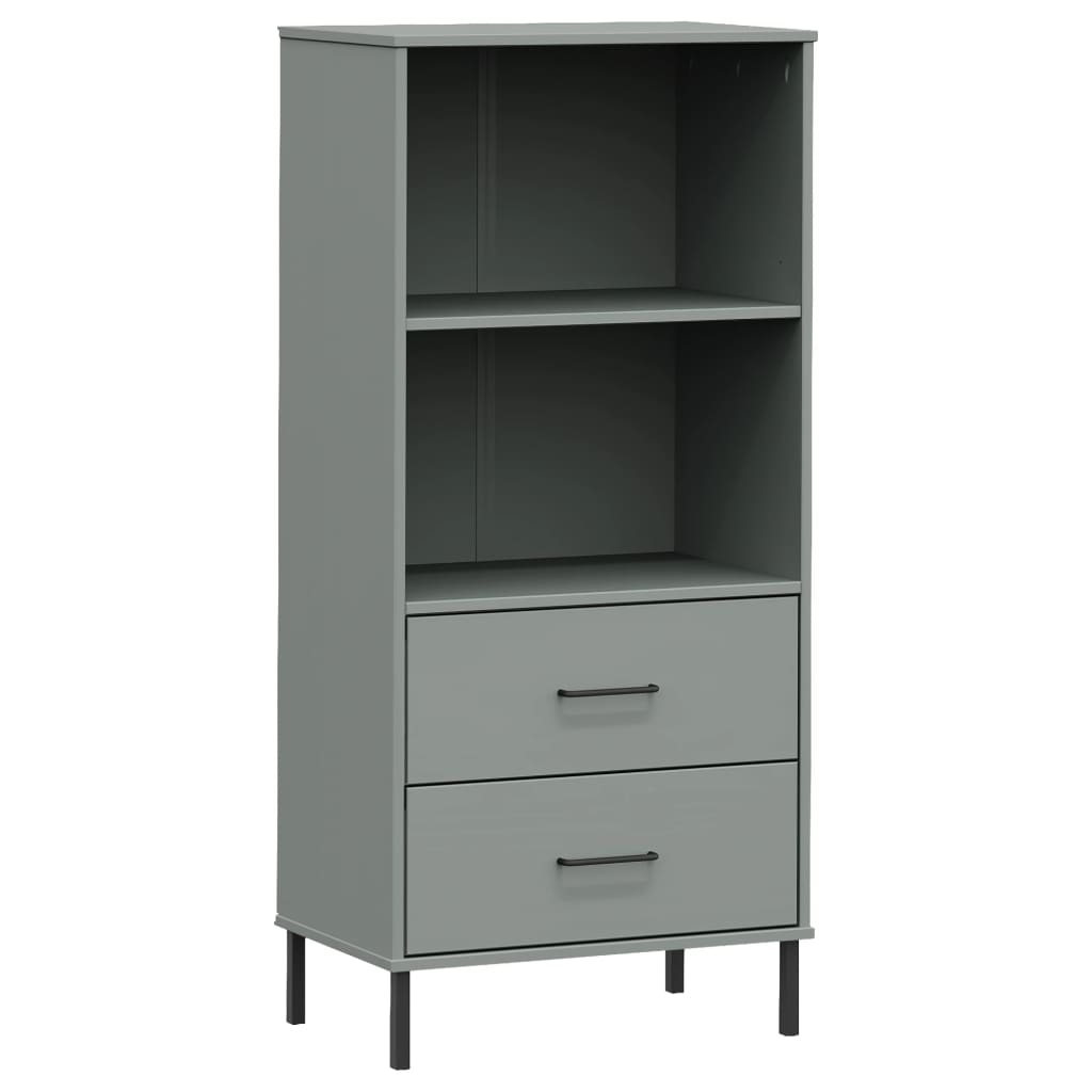 vidaXL Bookcase with 2 Drawers Gray 23.6"x13.8"x50.6" Solid Wood OSLO