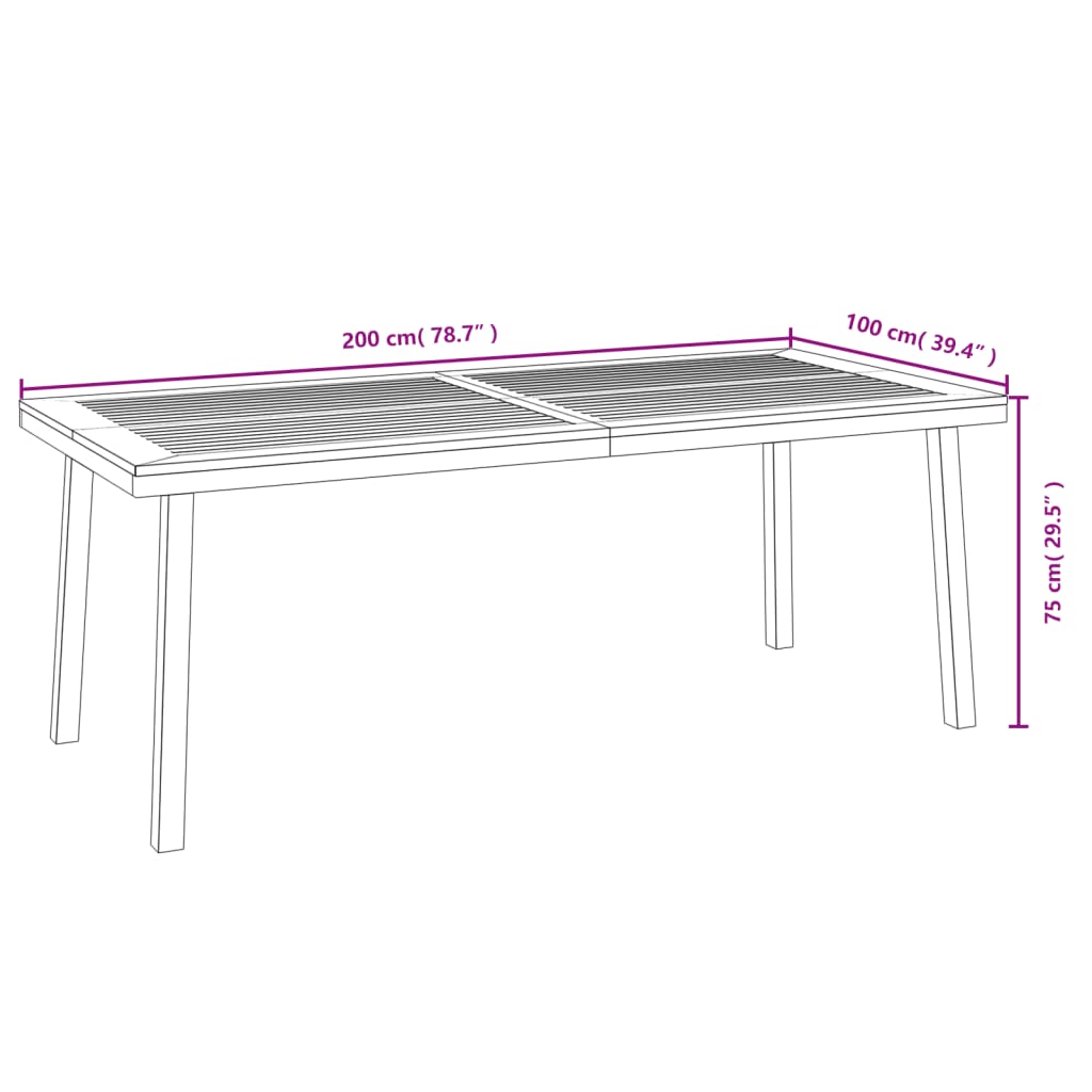 vidaXL 7 Piece Patio Dining Set Solid Wood Acacia and Metal