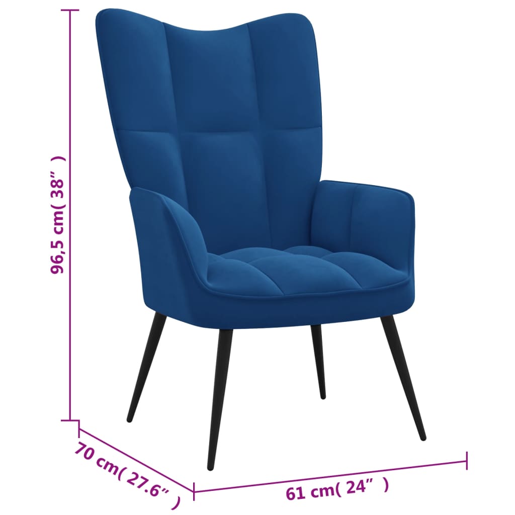 vidaXL Relaxing Chair Blue Velvet