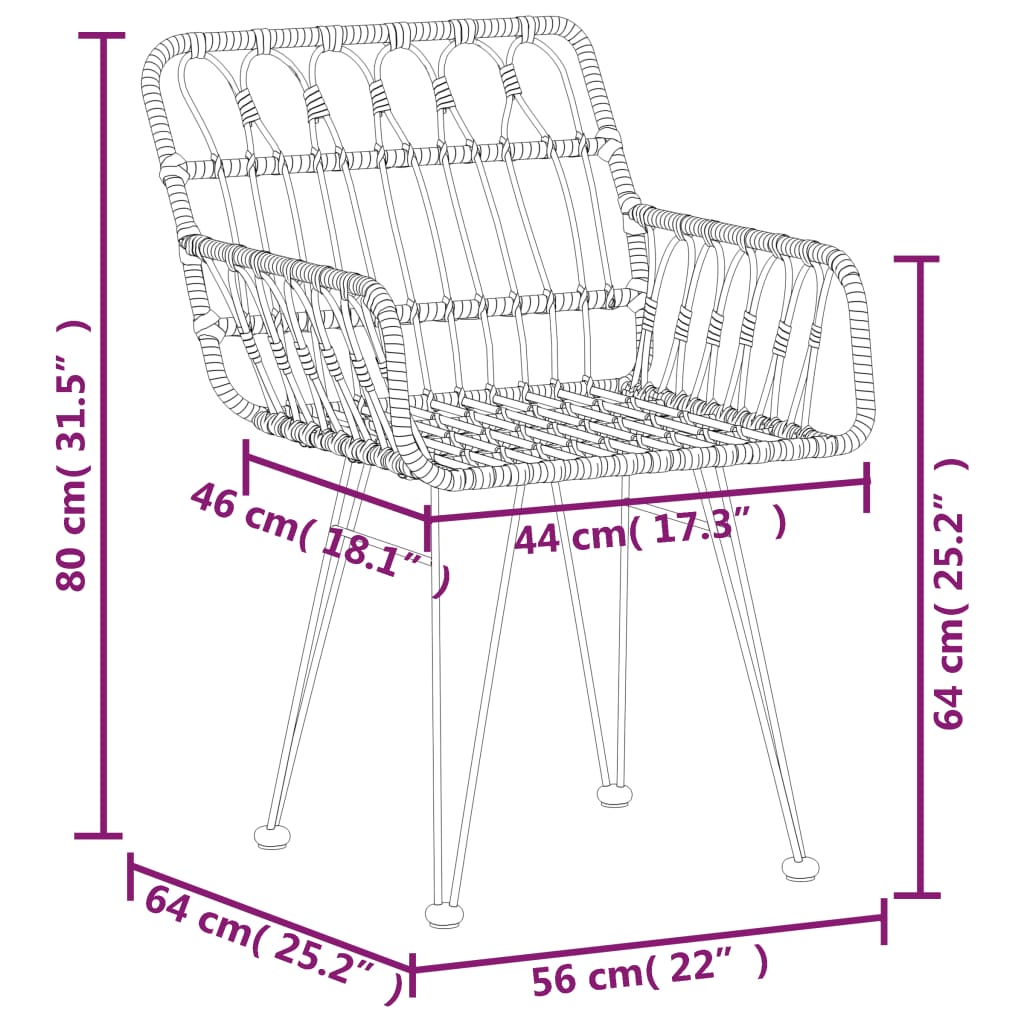 vidaXL 5 Piece Patio Dining Set Poly Rattan