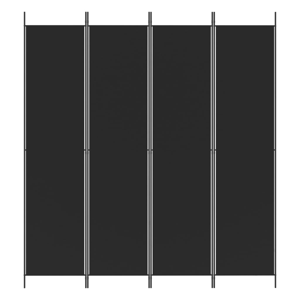 vidaXL 4-Panel Room Divider Black 78.7"x86.6" Fabric