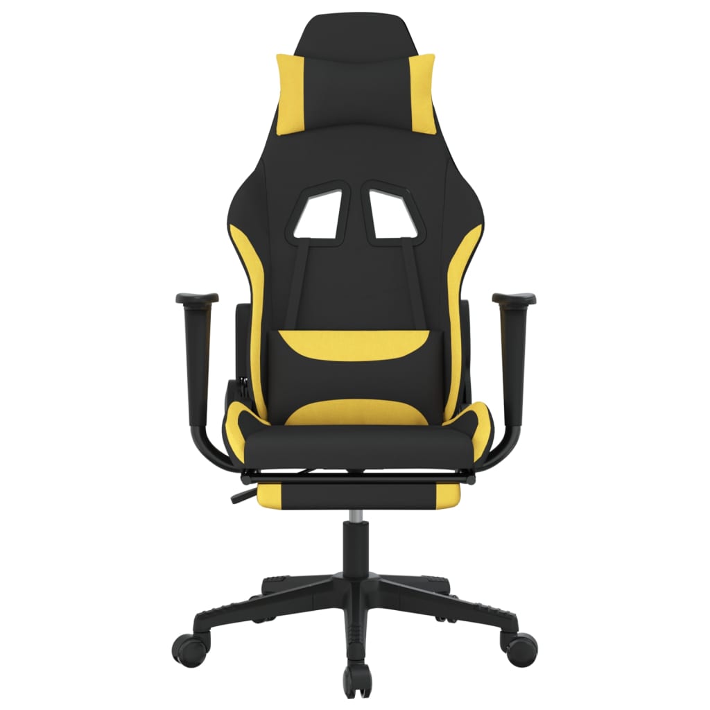 vidaXL Gaming Chair with Footrest Black and Yellow Fabric