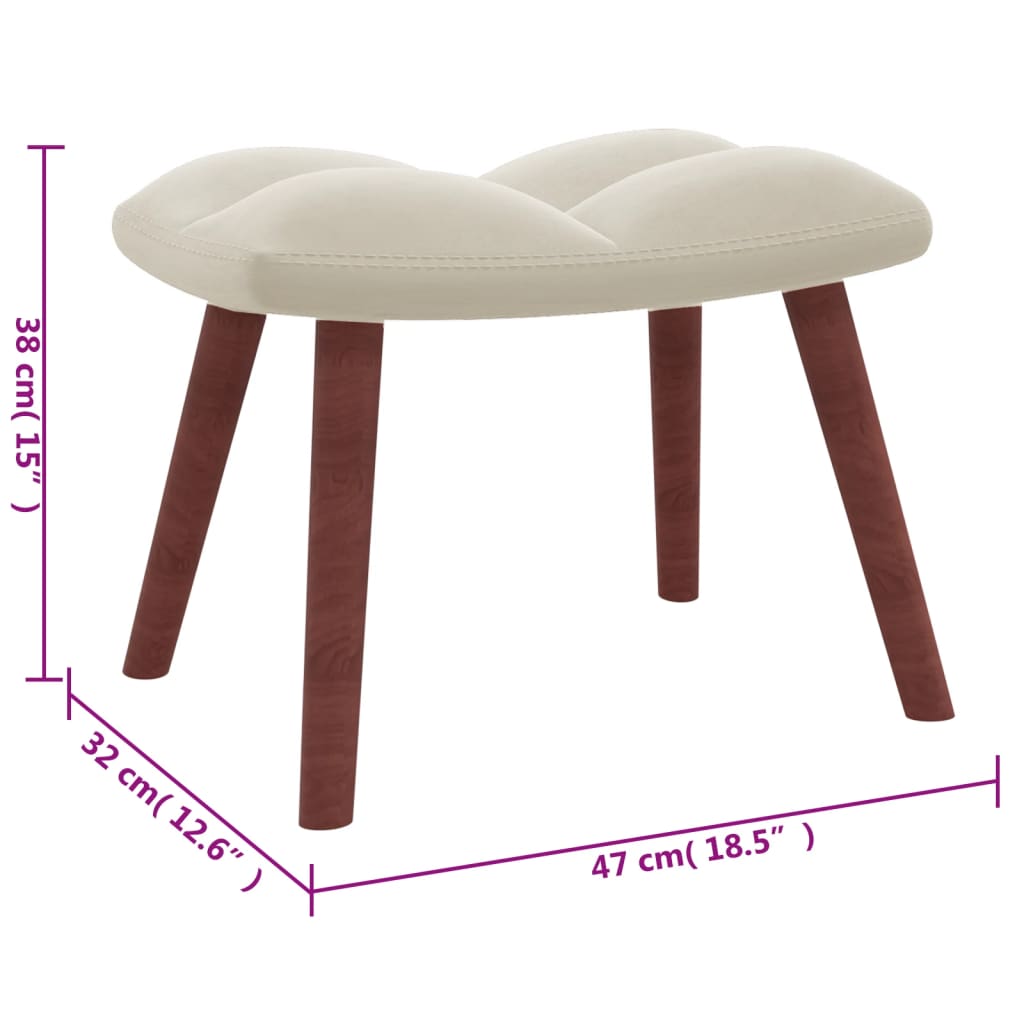 vidaXL Relaxing Chair with a Stool Cream White Velvet